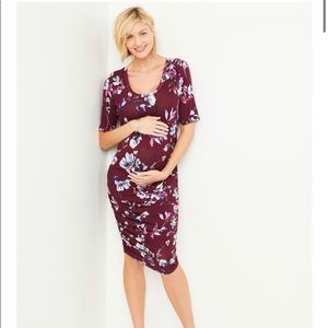 Motherhood Maternity burgundy floral dress